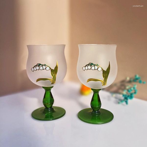 Copas de vino Copa de cristal de campana creativa orquídea sensación delicada amantes de la bebida regalo tazas de postre