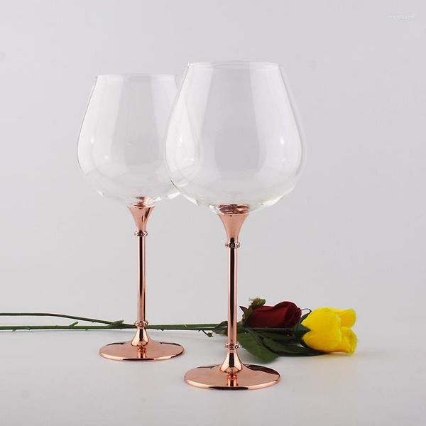 Verres à vin en cristal de mariage, support en métal or Rose, verre personnalisé, décoration d'armoire de maison, cadeau pour oiseau et marié