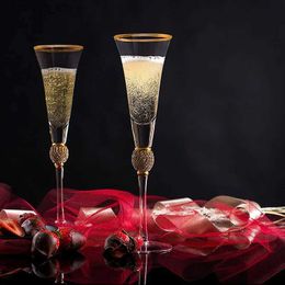 Verres à vin Verre à vin en cristal de luxe extrême verrerie de fête de mariage tasse à boisson gobelet à vin rouge avec jante en or coupe à champagne cocktail Q231115