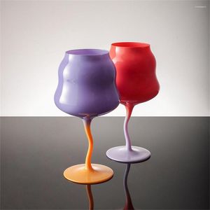 Wijn Glazen Beker Middeleeuwen Twist Vervorming Multifunctionele Sap Glas Woninginrichting Decoratie Pinkycolor Geleidelijke Verandering Beker
