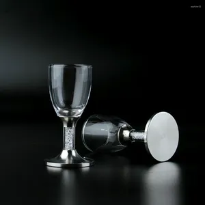 Copas de vino personalizar shinestones stand acrílico base de acero inoxidable taza de vidrio de cristal set transparente