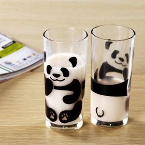 Cepas de vino Lindo China Panda Glass Creative Tea Bottle Single Transparent Coffee Cup Jugo Desayuno Desayuno Velícula para beber para beber