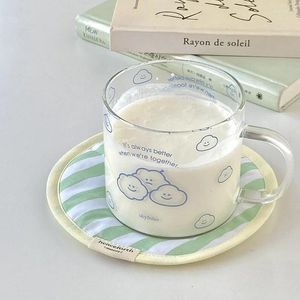 Wijnglazen Leuke Wolken Letter Glazen Beker Koreaanse Stijl Hittebestendig Ontbijt Melkbekers Schoonheid Watermok Voor Gilrs Home