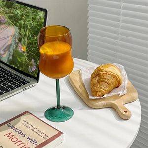 Verres à vin mignons colorés gobelet haut borosilicate wavy cocktail vitre température résistante à l'eau domestique créative