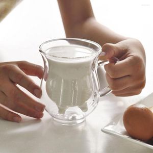 Verres à vin mignon vache Double couche verre tasse lait jus café 250ml crémier tasse avec poignée haute transparences pour