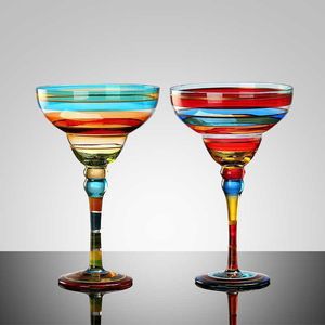 Wijnglazen Lieveling Familie Creatieve Margarita Wijnglazen Handgemaakte Kleurrijke Cocktail Glas Beker Cup Thuis Bar Bruiloft Drinkware 221124