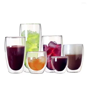 Verres à vin Design Double paroi, Verre créatif à café, tasse à thé, tasse à jus, tasse à lait 80-650ml, Verre isolant pour bière et Cocktail