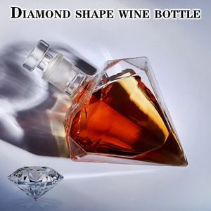 Verres à vin Carafe en verre de diamant artisanat décoration vin rouge bouteille de whisky porte-vodka bouteille d'eau décoration de la maison outils de bar 231115