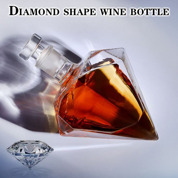 Copas de vino Decantador de vidrio de diamante Decoración artesanal Vino tinto Botella de whisky Vodka Titular Botella de agua Decoración del hogar Herramientas de barra 230905