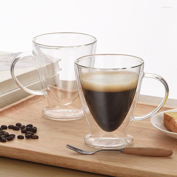 Copas de vino Taza de agua de doble vidrio Café transparente Regalo simple para el hogar Leche para el desayuno