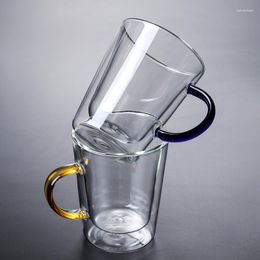 Verres à vin Double tasse à café en verre isolé 300ml tasse ménage boire du whisky Cocktail