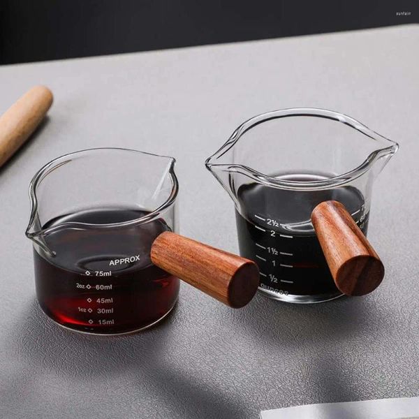 Verres à vin à double bouche 70/75 ml avec verre de lait à échelle pour expresso café jigger mesure tasse de cafés