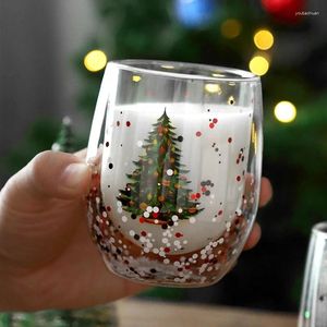 Wijnglazen Dubbelwandige Kerst Glazen Beker Hoge Borosilicaat Mok Hittebestendige Thee Melk Sap Koffie Drinkware Cadeau