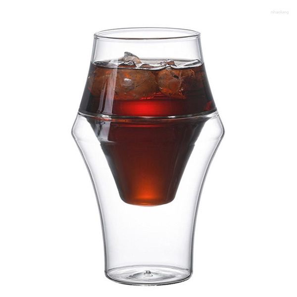 Copas de vino, taza de cristal de doble pared, taza minimalista de borosilicato para beber, tazas térmicas aisladas, bebida, café, té y café