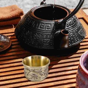 Verres à vin Dragon Phoenix tasse décor à la maison tasse à thé salon de thé Table basse Vintage en alliage de Zinc Kungfu cadeau rétro bureau service à thé Vas