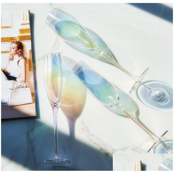 Verres à vin Rêve Arc-en-ciel Champagne Coupe Verre À Vin Cristal Gobelet Maison Cuisine Bar Potable Couleurs Mélanger Mode 23Sk F1 Drop Dhgarden Dh2Tq