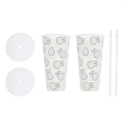 Copas de vino Vaso de agua de Pascua Tazas con pajita Bebida que cambia de color Detección de temperatura Beber café helado