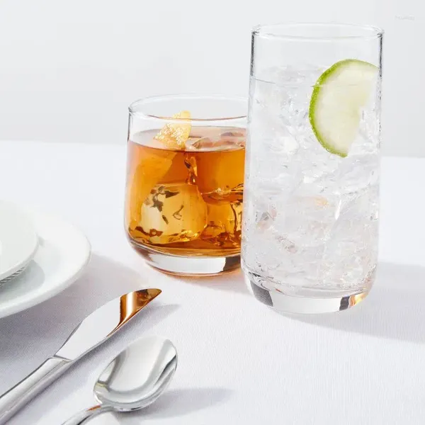 Copas de vino elegantes Double Old Fashion y Highball Set - Perfecto para cenar formal de 12 piezas