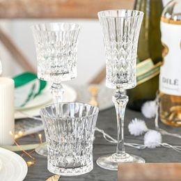 Verres à vin Coupe en verre de cristal en relief Coupe de champagne Gobelet d'eau potable Nordic Luxe Copas de Vino Cuisine Bar à manger Eb5BL Drop Deli Dhshb