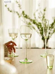 Verres à vin Gobelets à Champagne vert émeraude coupe en verre de cristal verres à vin rouge délicats petits verres en cristal Cocktail liqueur Bar Barware YQ240105