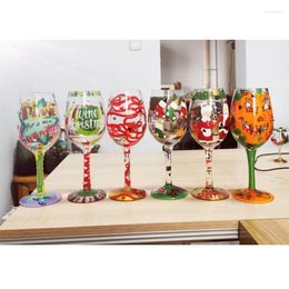 Wijnglazen Europa Kerstthema Hand geschilderd Crystal Glass Red Goblet Home Bar El Party Drinking Ware Gifts
