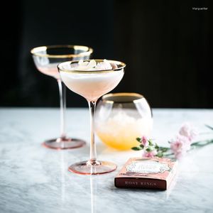 Verres à vin Europe peints à la main or cristal verre rose gobelet Cocktail Champagne Dessert tasse lait mariage