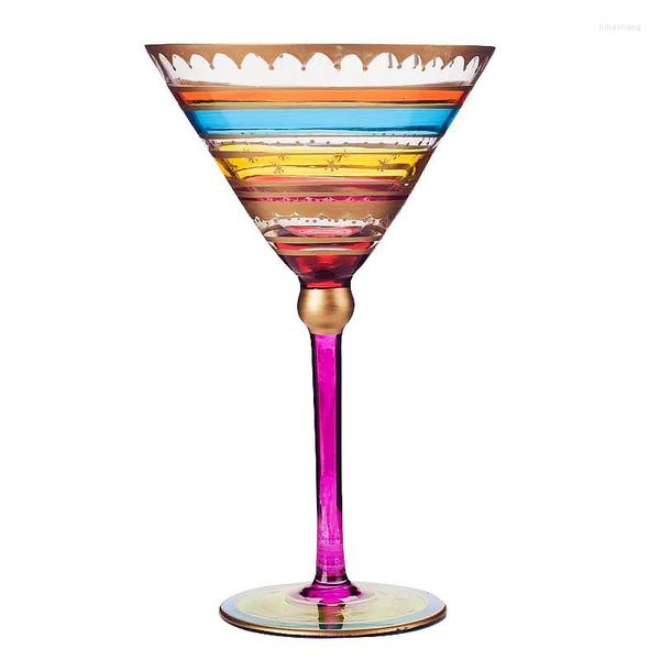 Copas de vino Europa Copa de dibujo coloreada sin plomo Copa de champán grande Cóctel Taza divertida Bar Vasos de fiesta