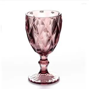 Wijnglazen Europese creatieve glazen waterbekers Transparante vintage Relief Red Mok Retro gravure Embos sap Champagne Gobets