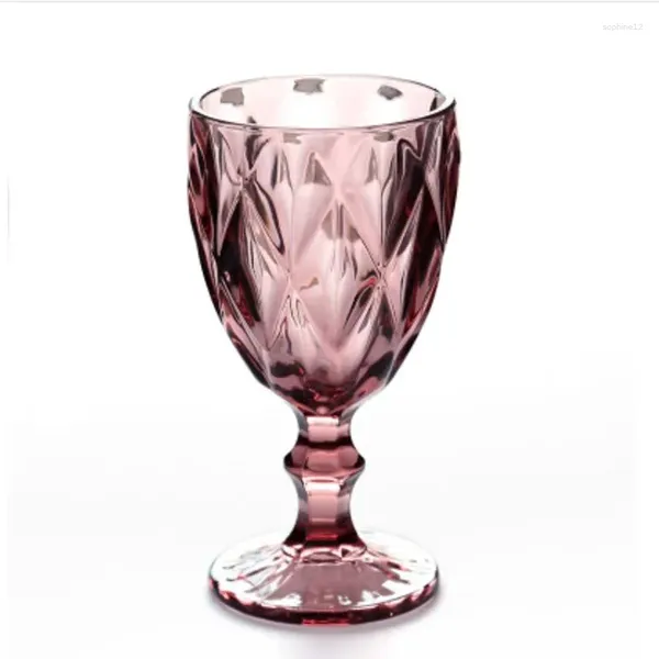 Copas de vino europeas tazas de agua de vidrio transparente alivio vintage rojo taza de grabado retro champán champán