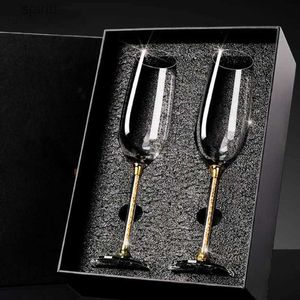 Wijnglazen Europese Diamant Kristal Champagne Cup Set Hoge Schoonheid Handgemaakte Hoge Voet Cup Bubble Mok Huishoudelijke Wijnset Paar Paar kopjes YQ240105