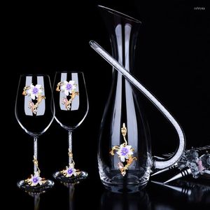 Verres à vin européens en émail de haute qualité, ensemble de tasses rouges, carafe à Champagne en cristal, gobelet en verre pour fournitures de fête de mariage