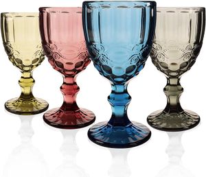 Wijnglazen Europese stijl in reliëfglas gekleurd biergoblet Vintage huishoudelijke sap Drinking Cup Dikke druppel levering Home