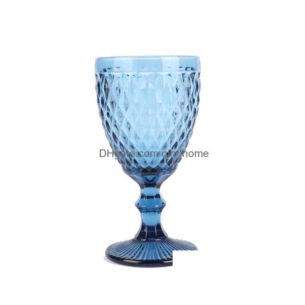 Copas de vino Estilo europeo Vidrio en relieve Copa de cerveza manchada Vintage Jugo para el hogar Taza para beber Espesada Entrega de gotas Hogar Gar Dhizt