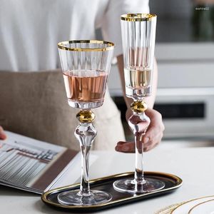 Verres à vin Style européen dessin doré verre rouge Champagne cristal ensemble de pieds hauts Cocktail