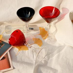 Verres à vin de style européen, chandelier rouge en verre médiéval, support de bougie, fond en corne, Ins solides