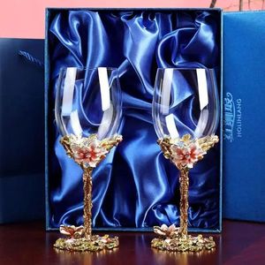 Wijnglazen Prachtige emailglasglas kristallen beker voor champagne wijnglas Cups Vintage Drinking Goblet Luxury set