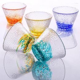 Verres à vin usine en gros de la chaleur à chaleur de style japonais Hammer motif de saké Tasse de verre multi-couleurs petit maître de thé