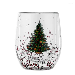 Verres à vin fan Kage 2024 Christmas Tree Cup à double couche résistant à la chaleur File Filenins Gift Gift
