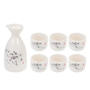 Verres à vin porte-flacon bouilloire à saké tasse de Style japonais décor en céramique cadeau service Pot en céramique tasses en verre bleu