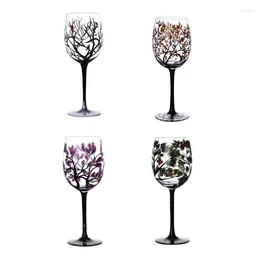 Copas de vino Árbol de las cuatro estaciones Regalo de vidrio pintado a mano único para cumpleaños Boda Día de San Valentín Durbale