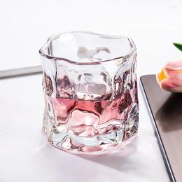 Vers de vin Gianxi Tasse de verre transparent glacier whisky tasse de café ménage à boire jus de forme irrégulière tasse de boisson