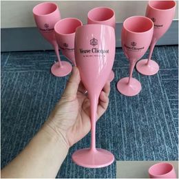 Wijnglazen Girl Pink Plastic Party Unbreakable Wedding White Champagne Cocktail Fluts Goblet Acryl Elegant Cups Moent Chandon C DHKFQ