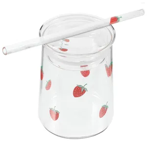 Verres à vin, tasses à café en verre avec couvercles, tasses transparentes pour gobelets à fraises, bouteille d'eau pour fille