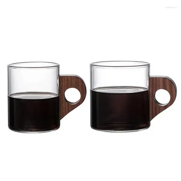 Verres à vin, tasses à café en verre, manche en bois, Latte, petites tasses à thé, à lait, Gadgets de cuisine pour Cappuccino, bière, expresso, jus