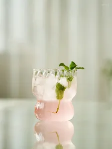Wijnglazen Glass Cup Ins 280 ml 2024 Zomer Home Office Drinkware Stripe Onregelmatige ronde Ronde eenvoudige stijl Hittebestendig transparant