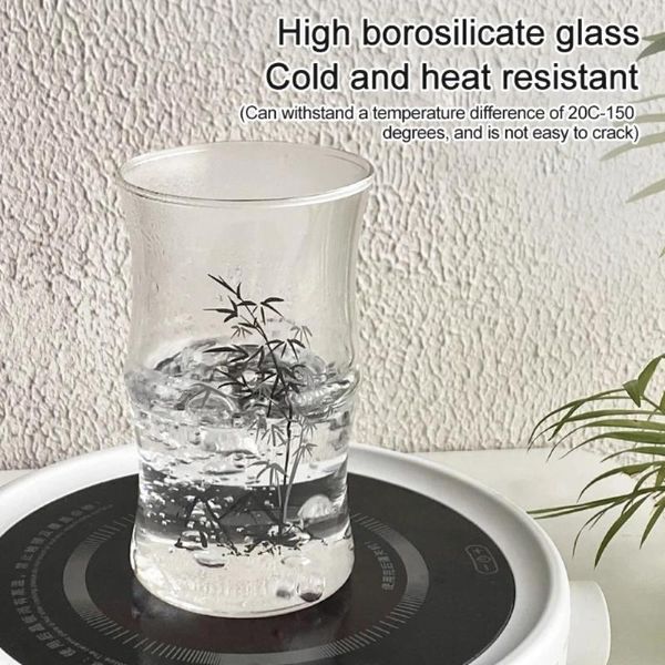 Verres à vin en verre tasse de bambou transparent en forme de bambou en forme d'eau de thé à bulles de thé à la bière coke peut lait moka tasses petit déjeuner tasse de boisson