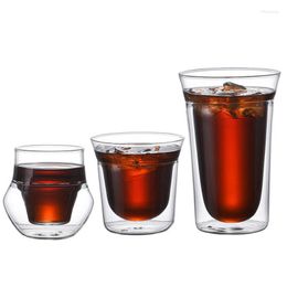 Copas de vino, tazas de vidrio, taza de doble pared, taza de café de borosilicato transparente, aislamiento térmico para té, café con leche y capuchino