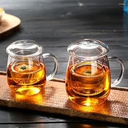 Verres à vin tasse à thé en verre bureau résistant à la chaleur haute température anti-déflagrant infuseur à thé tasse à café avec tasse filtrante