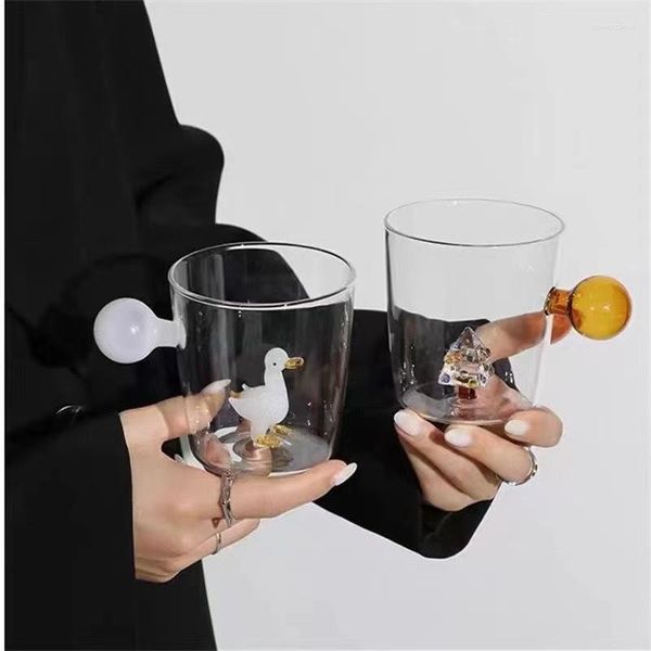 Copas de vino, copa con patrón tridimensional, mango de burbuja, regalo de vacaciones, atractivo, se puede calentar leche para beber S