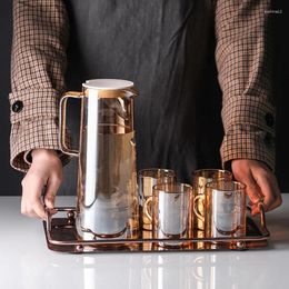 Wijnglazen Glass Water Jug Cup Set Pitcher Nordic huishouden Koud Kettle Sap Tea Pot Home Decor Kitchen Drinkware Bottle Cups